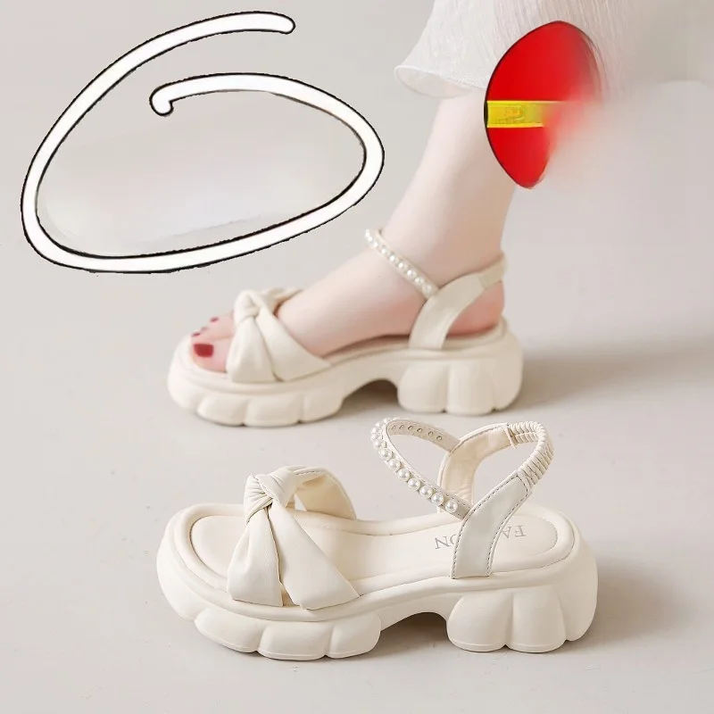 Summer 2026 New Fairy Style Anti-Slip Soft Bottom Sandals Women's Outdoor Wear Luxury Flatform Glue Adhesive Rubber Heel