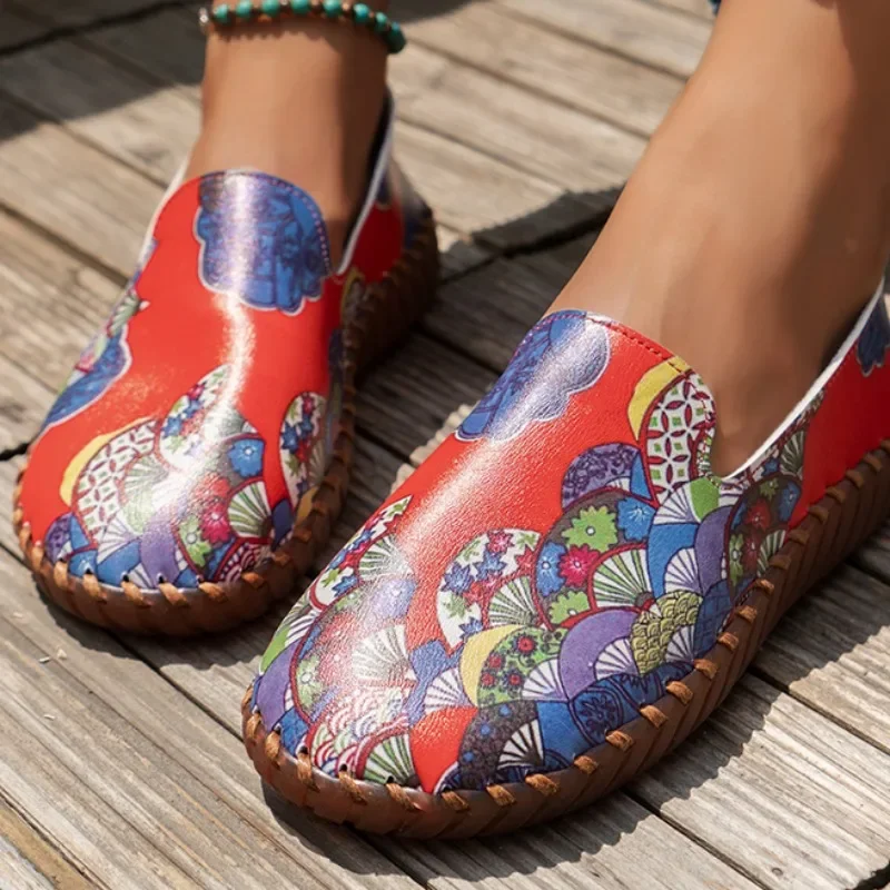Zapatos de Mujer 20225, gran oferta, Zapatos planos sin cordones para Mujer, Zapatos planos informales con estampado a la moda, nuevos Zapatos planos de talla grande con punta redonda para Mujer