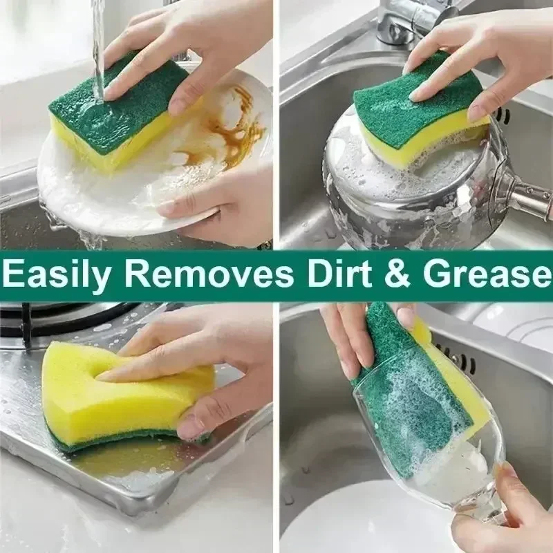 50/1Pcs Kitchen Dishwashing Soft Sponge Absorbent Clean Rub Pot Rust Scouring Pad Removing Kits Household Cleaning Brush Sponge