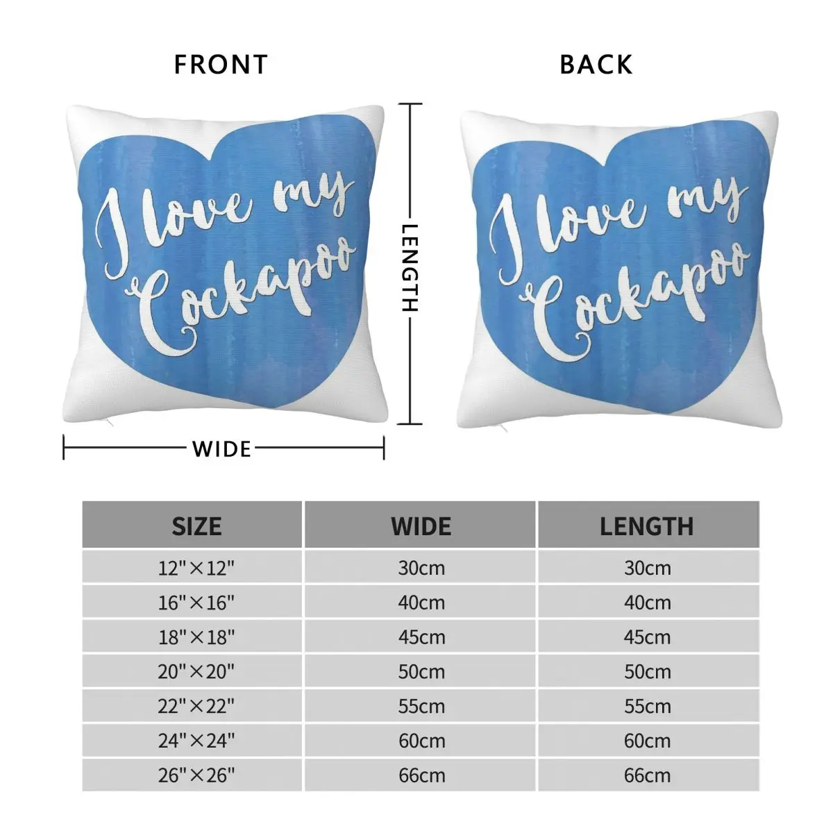 I Love My Cockapoo Blue Pillowcase Polyester Linen Velvet Pattern Zip Decorative Throw Pillow Case Sofa Seater Cushion Cover