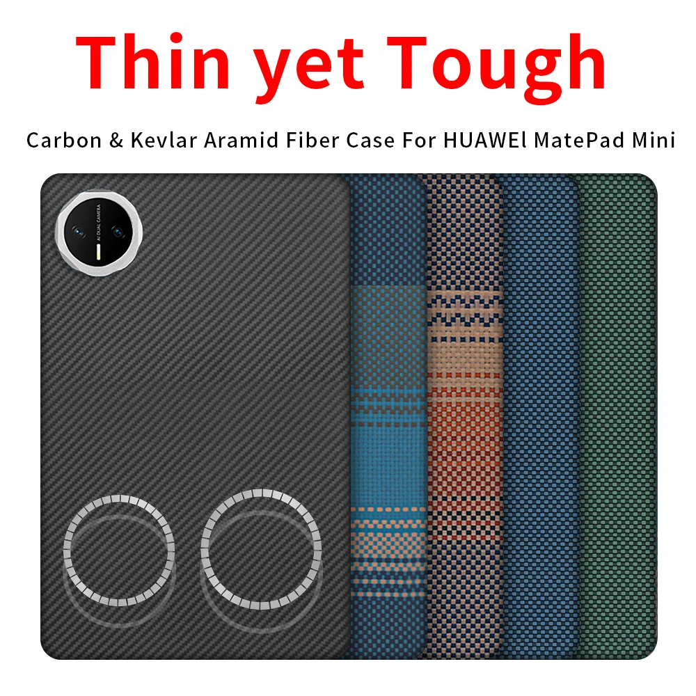 

Чехол для Huawei MatePad Mini из углеродного волокна, арамидного волокна, кевлара, ткани Magsafe, тонкий жесткий чехол с магнитной застежкой, черный, тонкий, легкий, красный, 600D, 1500D