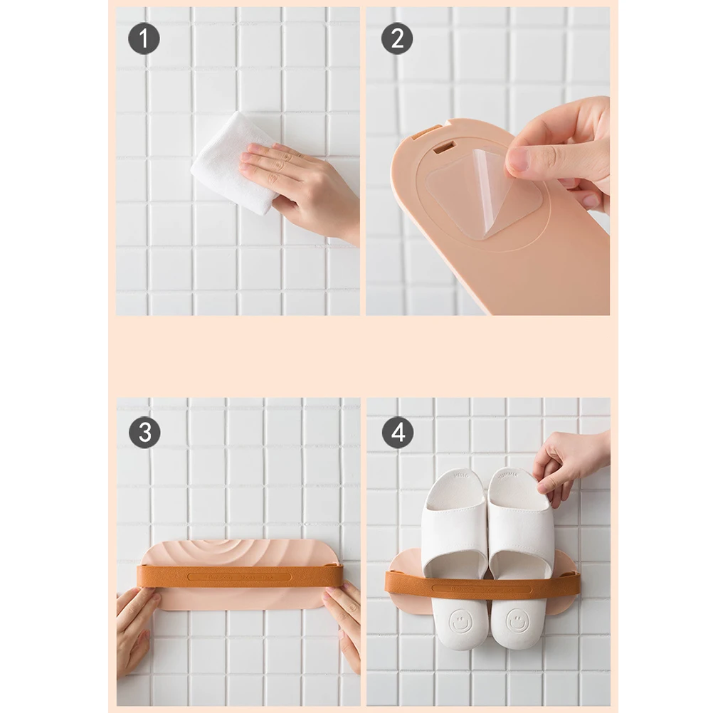 

2 Pcs Wall Mounted Shoe Rack Slipper Holder Bathroom Sandal Organizer Shoes Home Organization