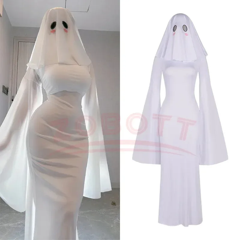 

DY2025Nun Female Ghost Cosplay Costume Scare Face Cape Outfits Halloween Female Ghost Cos Comic Exhibition Clothes Xmas Party Dr