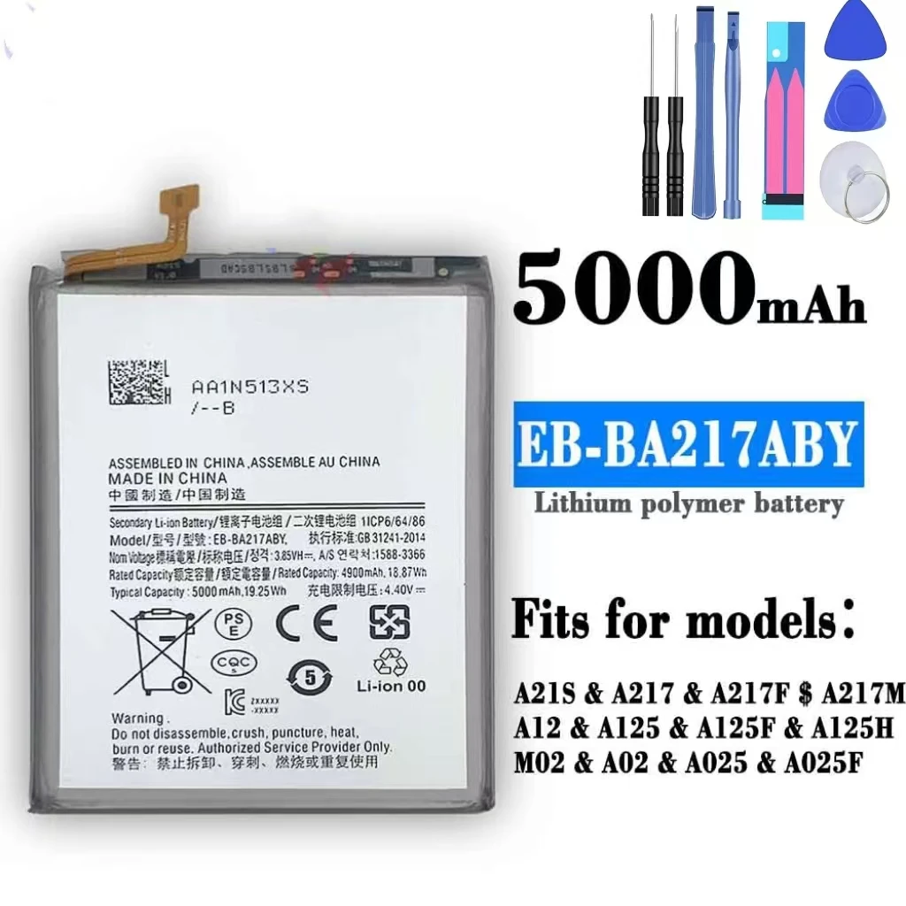 For Samsung A21s/A02/A217/A12/A125/M02 EB-BA217ABY original battery, mobile phone battery replacement, send tools