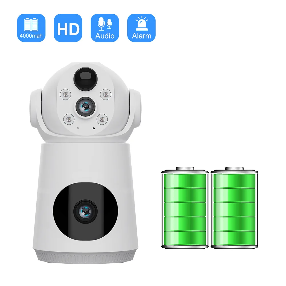 6MP V380pro APP Dual Lens Low Comsunption Full Color Wireless PTZ  Intercom IP Dome  Camera AI Humanoid Detection CCTV  Monitor