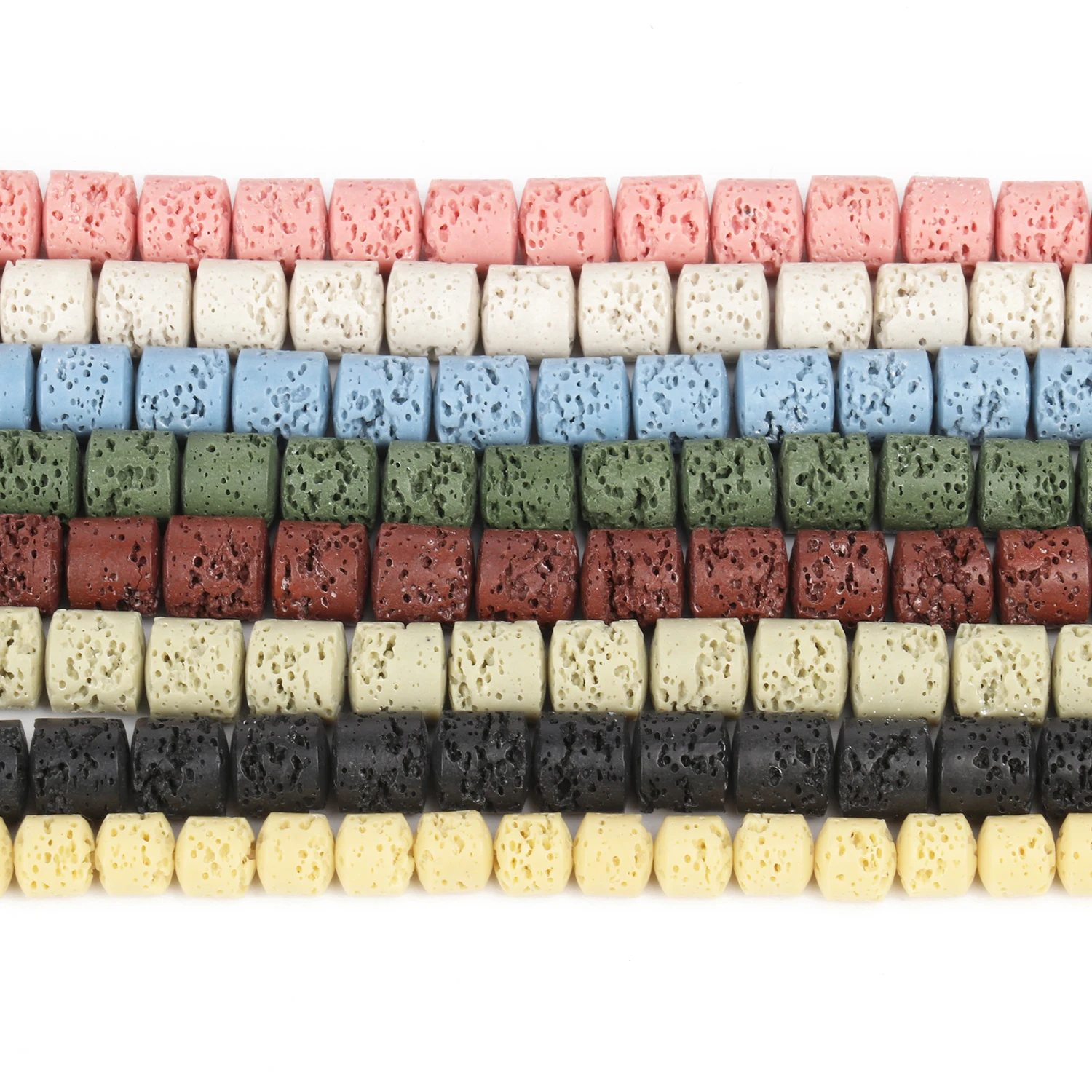 6/8mm kształt beczki kamień naturalny lawa wulkaniczna koralik wielokolorowy cylinder luźne koraliki do tworzenia biżuterii DIY akcesoria do bransoletek — zdjęcie 3