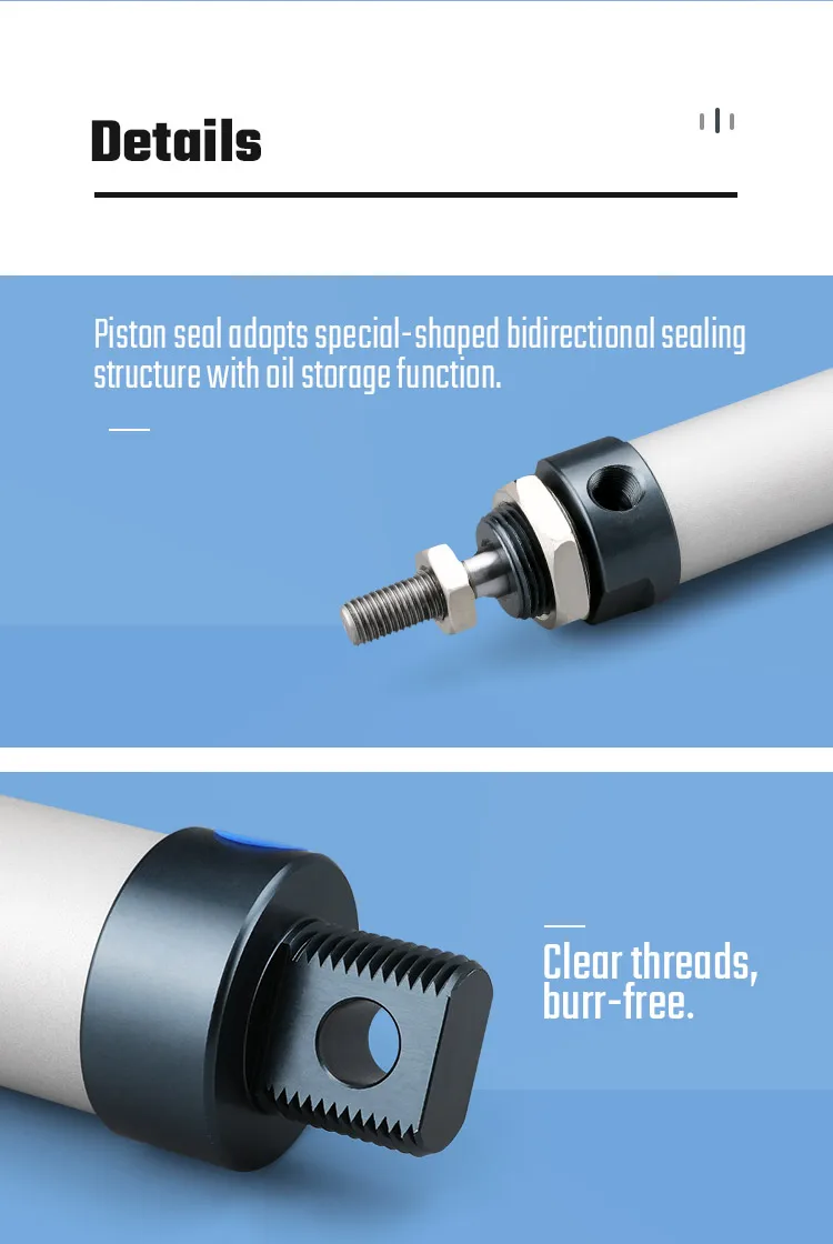 LAIZE MAL Mini-Zylinder, pneumatischer, doppeltwirkender Luftzylinder aus Aluminiumlegierung – Detail 6