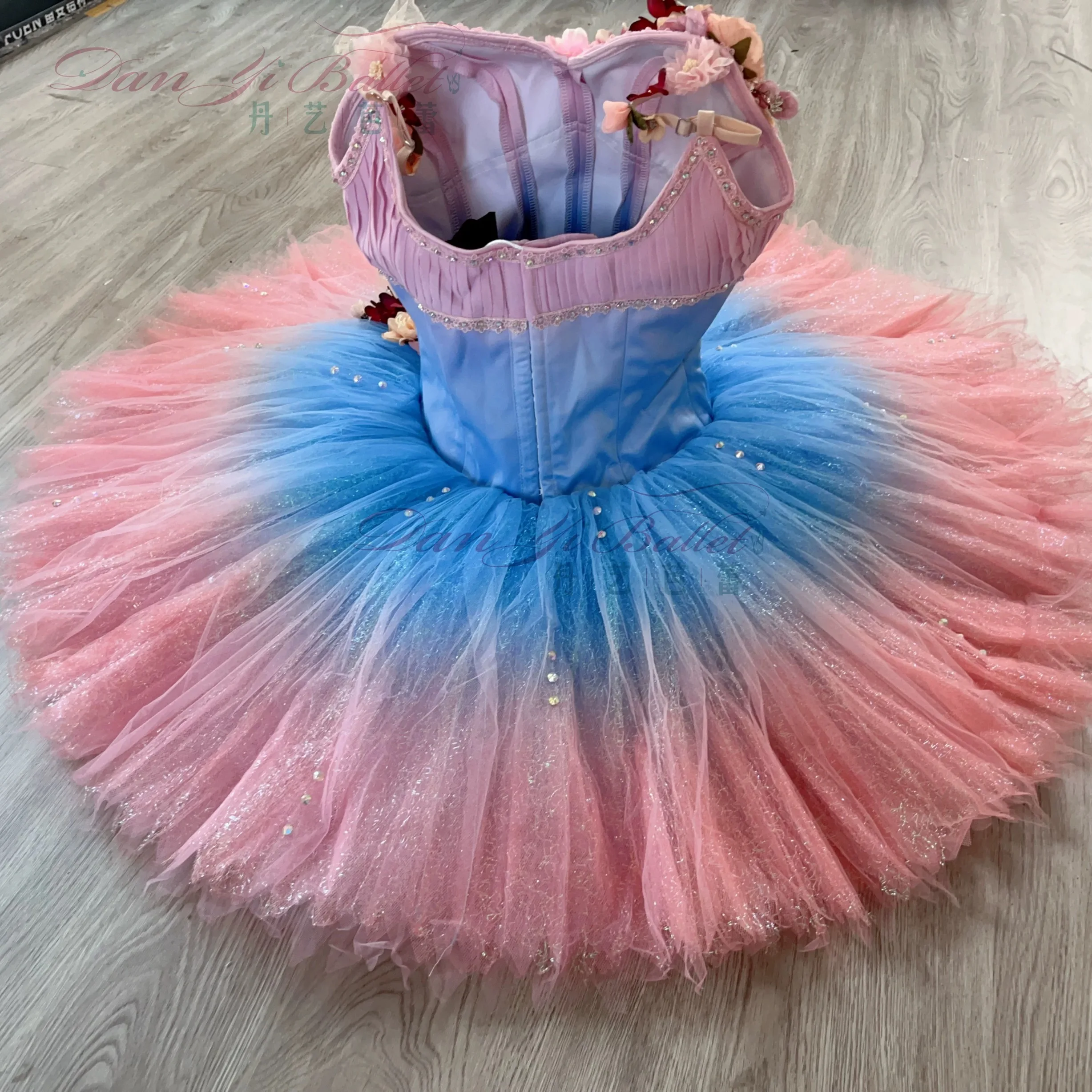 Danyi red and blue water color fairy ballet performance dress plate skirt tutu dress competition costume stage costume professio