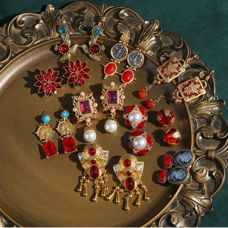 Vintage azul cavalo marinho brincos mulher strass cristal vermelho coral esmalte animal verão jóias praia tendência 2025 novo