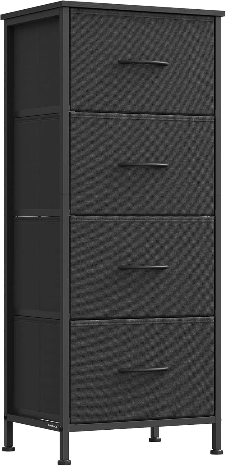 

Dresser for Bedroom, Chest of Drawers, Steel, MDF, 4 Non-Woven Fabric Drawers, Storage Organizer Unit, Closet, Entryway, Ink