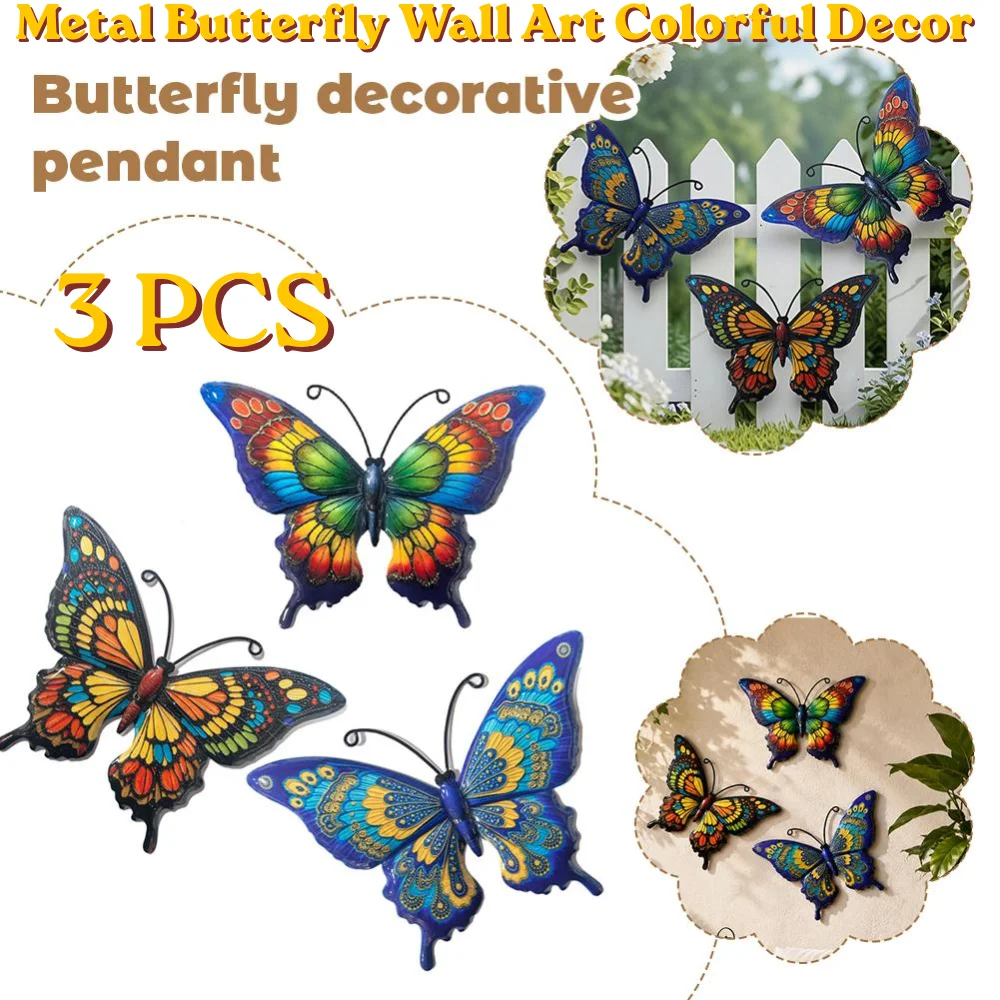Outdoor Waterproof Iron Butterfly Wall Hanging Crafts Rustproof Wall Pendant Living Room Courtyard Decorative Art Supplies