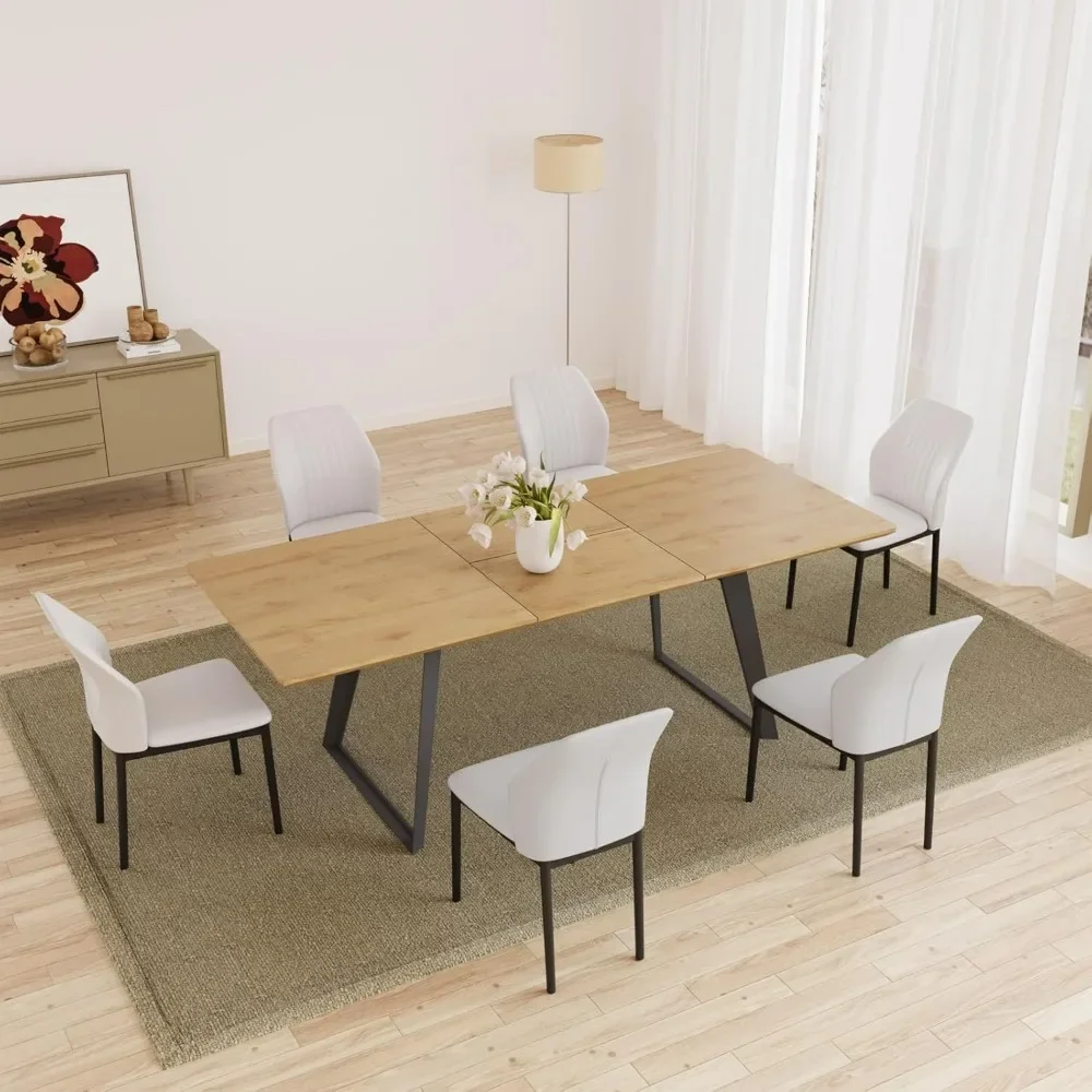 6-person dining table set, modern dining table and chairs, 7-piece farmhouse dining table with chairs