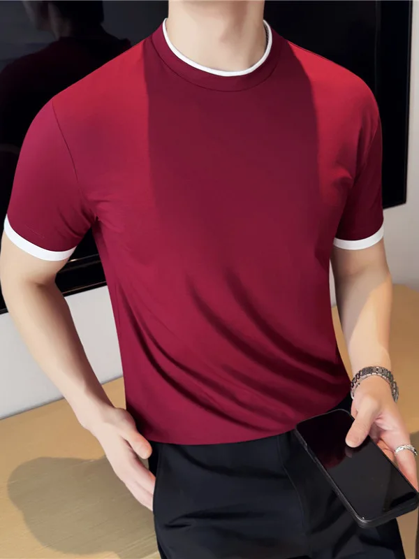 

Modal round Ne ort Sve T-irt Men's Summer Thin Breathable Fitn Casual Inner Wear Top Faion Urban Sle Anti-Wri...