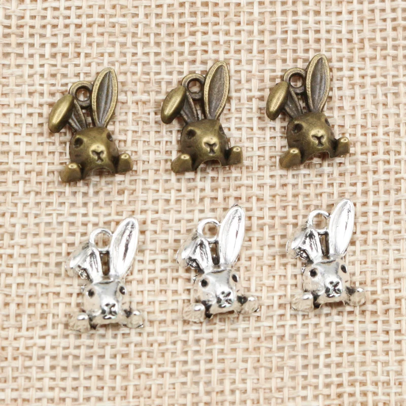 30pcs 14x10mm Antique Bronze Silver Plated Rabbit Head Handmade Charms Pendant:DIY for bracelet necklace