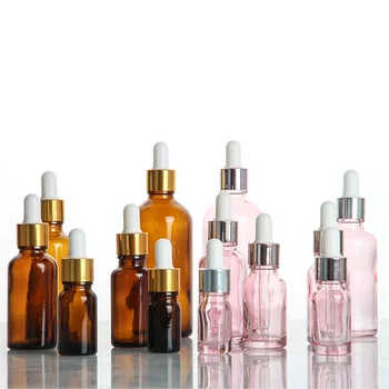 Dropper oil bottle glass brown cosmetic sample empty Amber essential oil Aromathera liquid massage pipette refillable counters