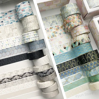 Gitter Washi Tape Set japanisches Papier DIY Planer Maskierung selbstklebende Washi Tapes dekorative Aufkleber Briefpapier Klebeband Schulbedarf
