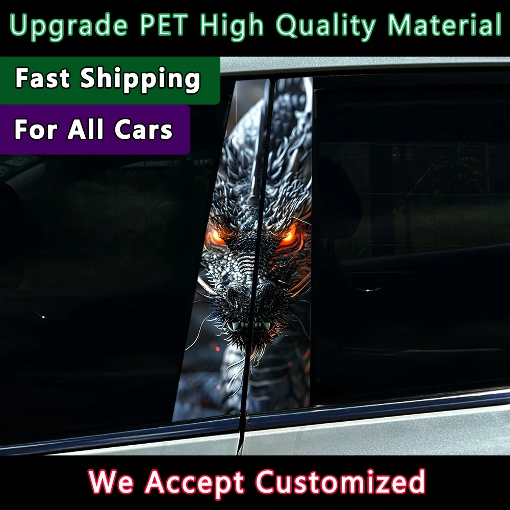 

Dragon Eyes Car Stickers Auto B Pillar Waterproof Animal Decor Cover Scratches Car Doors Pillar Decals Horrible Halloween Day