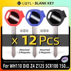 12Pcs Blank Key Motorcycle Replace Uncut Keys For HONDA scooter A magnet Anti-theft lock keys Zoomer DIO 56 Z4 Z125 SCR100 WH110