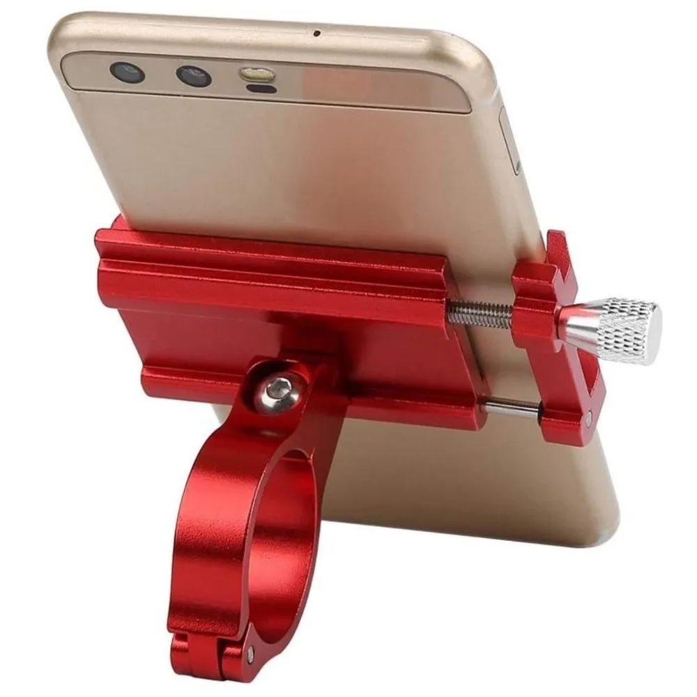 Anti-Rust Aluminum Alloy Bike Phone Holder Red Finish 360 Rotation Bicycle Phone Mount Adjustable Phone Holder Mountain Biking