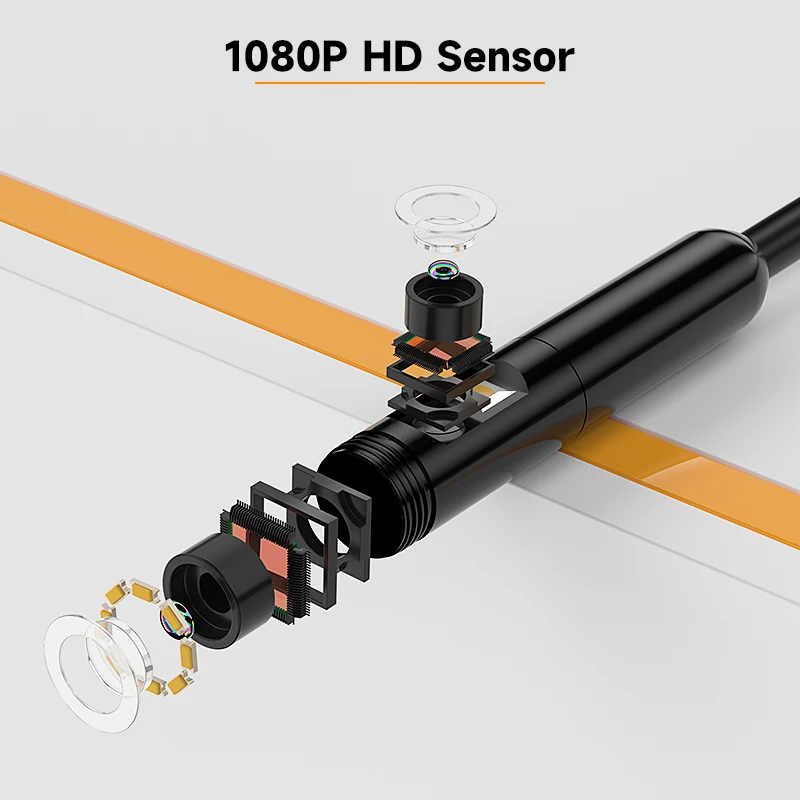 4.3'' Industrial Endoscope Dual Lens 2-100m Rigid Cable Hand-held IP67 Borescope Inspection Camera Detachable Design 1080P 8mm