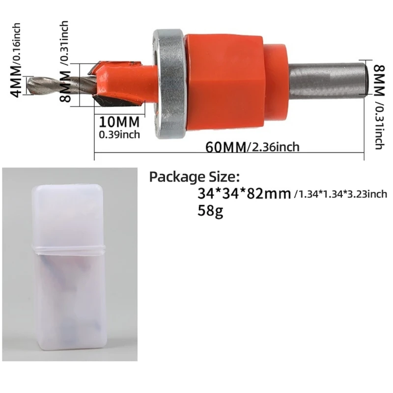 LXAF Woodworking Countersink Drill Bit Accurate Fitting for Cabinet Makers Craftsmen