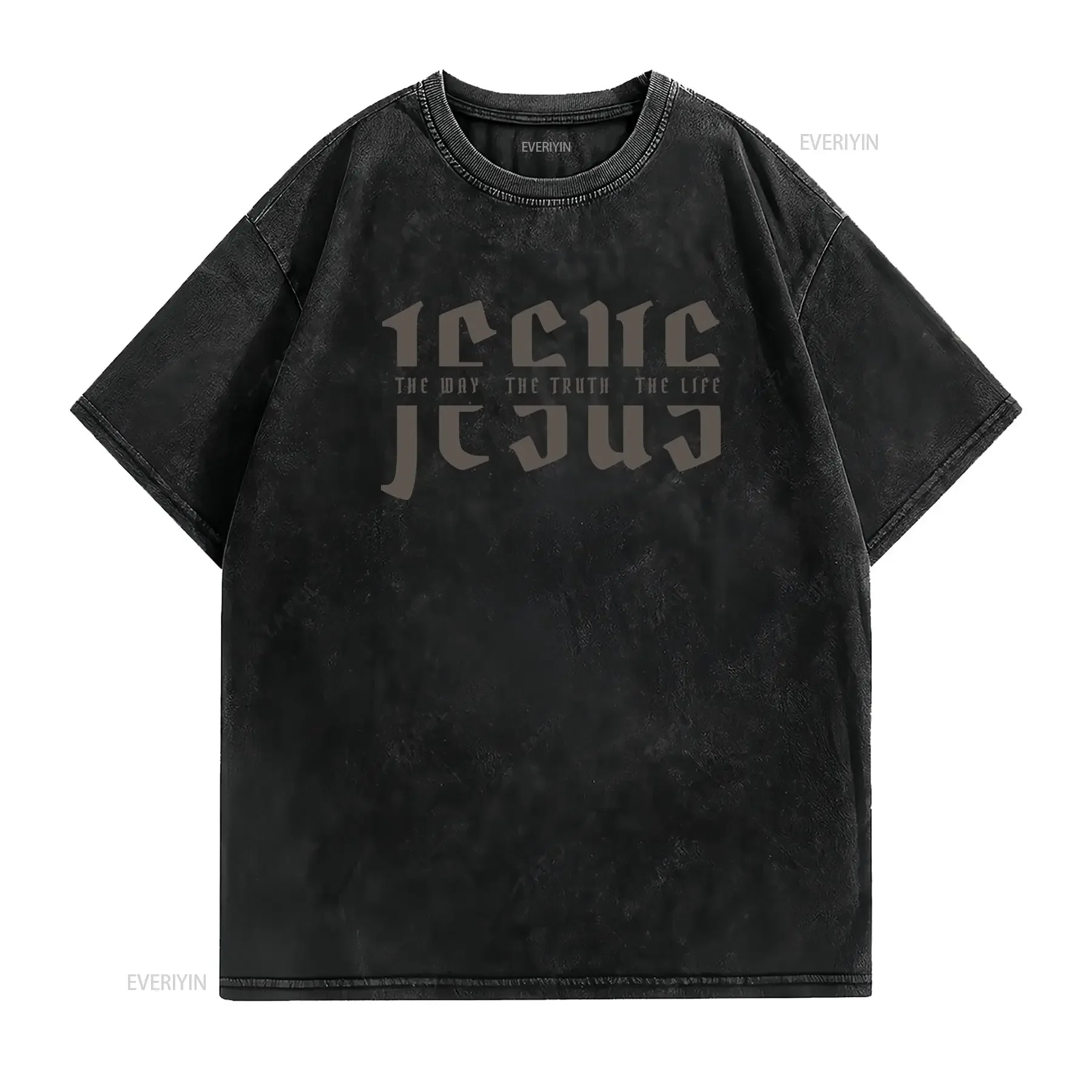 Christian T Shirt Clothes Baptism The Way Truth Life Bible Verse Scripture Mens Merch vintage Washed Casual Versatile Soft