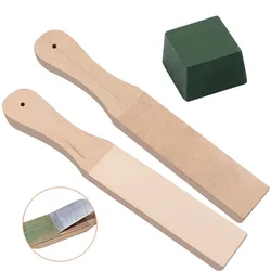 Leather Knife Sharpener Sharpening Strop Tool Black Wood Razor Polishing Board Fine Grinding with Polish Compound