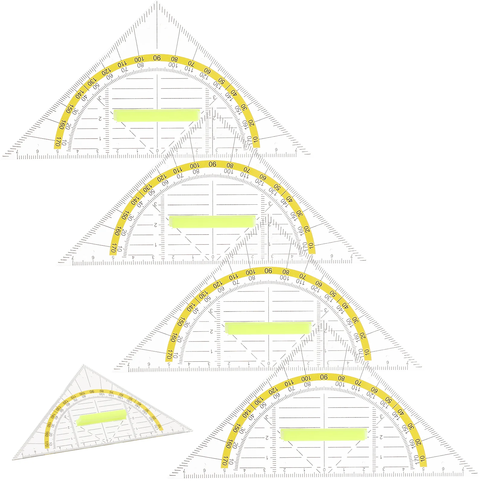 5 قطعة أدوات مساطر الهندسة رسم مثلث الحكام مساطر قياس بلاستيكية