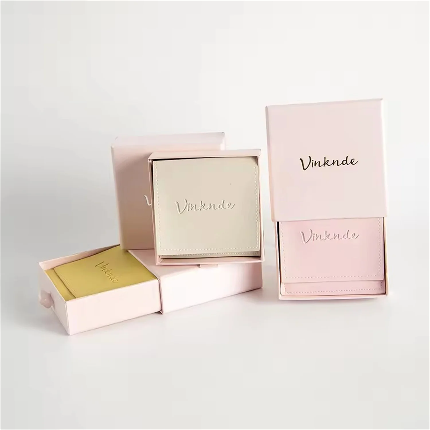 Custom Logo PU Leather Jewelry Gift Set - Slider Drawer Necklace Box Envelope Pouch Jewelry Display Wedding Jewelry Packaging