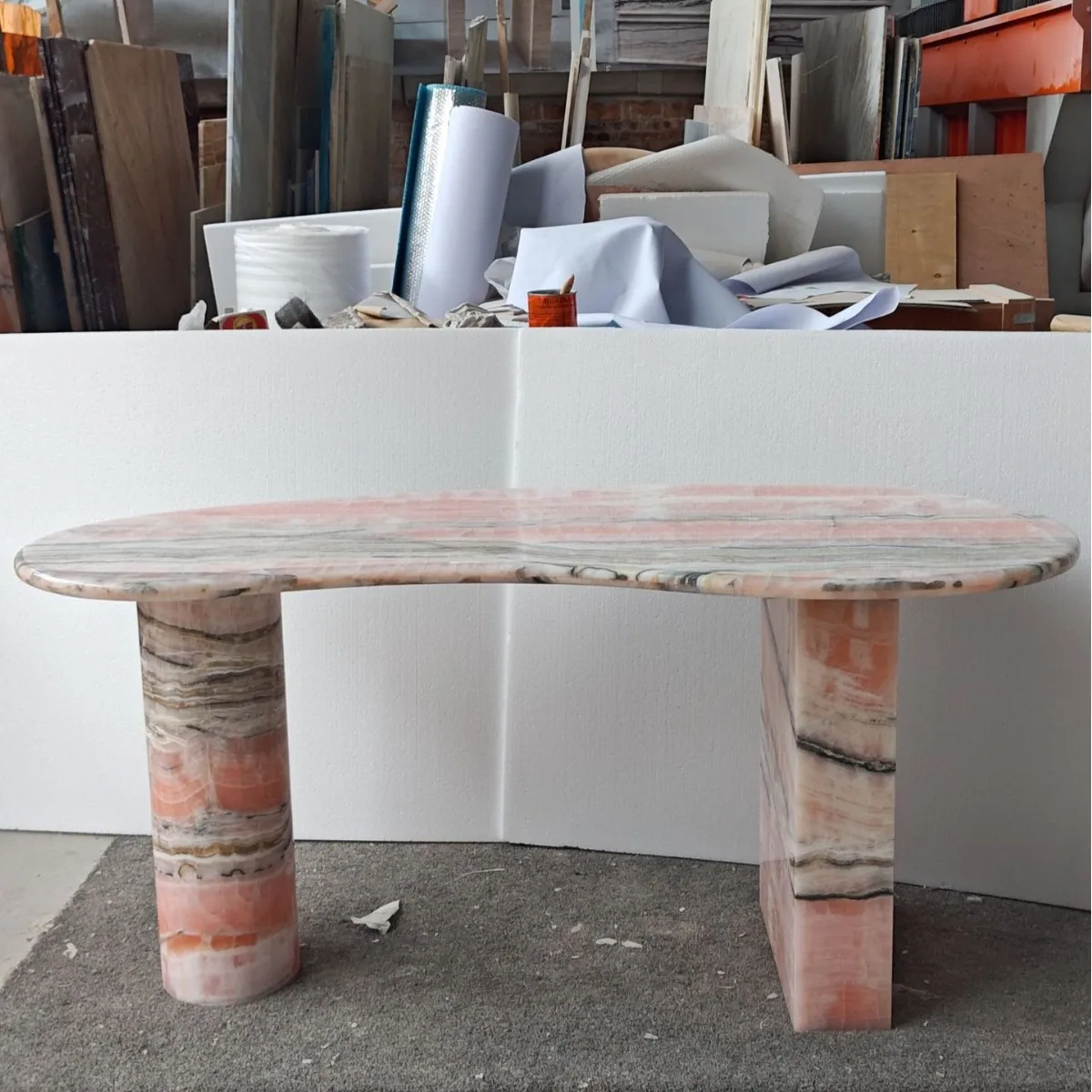Pink onyx ink pink jade panda pink jade desk tea table desk light luxury retro simple jade
