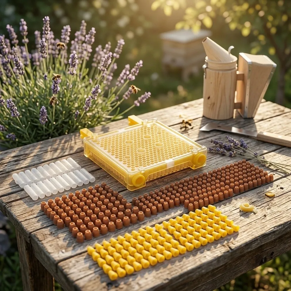 PP Material Queen Rearing Kit for Beekeepers Featuring Transfer Box Queen Cells Holders and Full Accessories Set