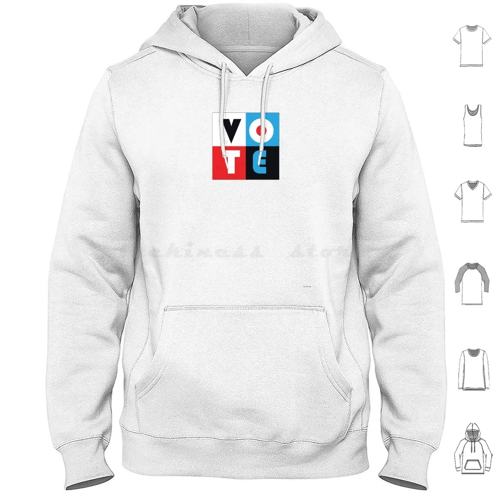 Vote Square Hoodies Long Sleeve Vote Voteshop Vote Shop Election President Presidential Election Day Voice Red White