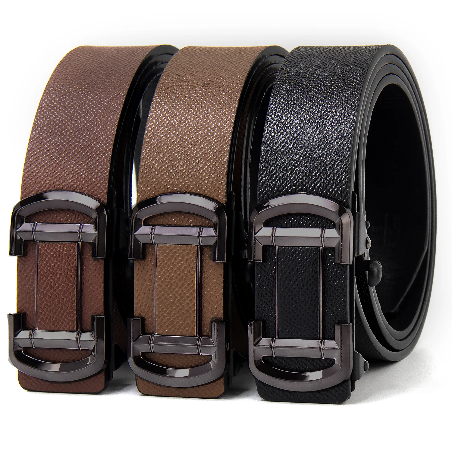 Famous fashionable men's business belt, slim fit, versatile, durable, scratch resistant, imitation leather, dark colored belt