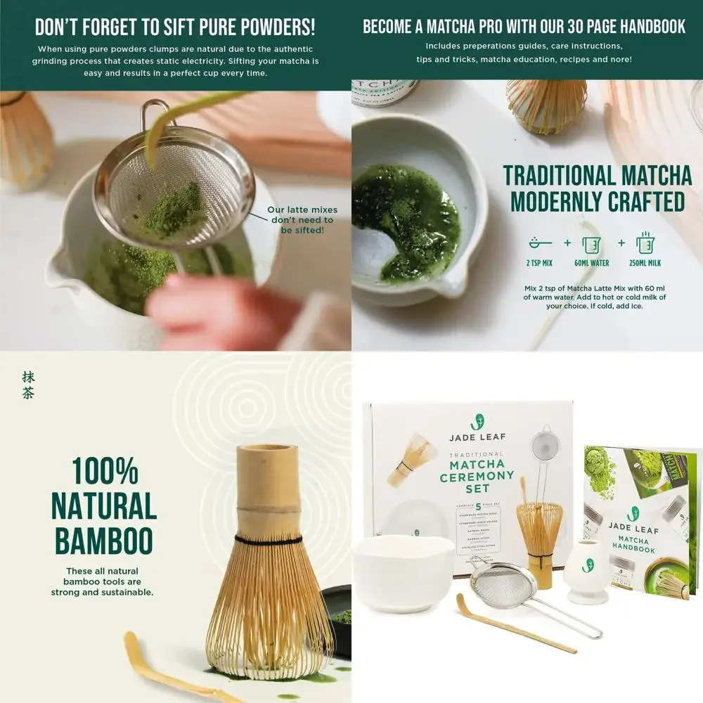 

- Complete Matcha Whisk Set - Ceremonial Gift Set Includes: Bamboo Matcha Whisk & Scoop, Stainless Steel Sifter, Stoneware Bowl
