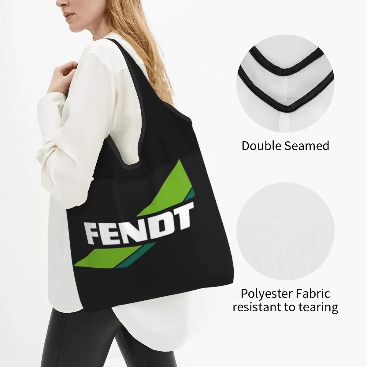 Fendt Caravan Portable Tote Shopping Bags Large Capacity Shopper Bag Groceries Handbag Shoulder Bag