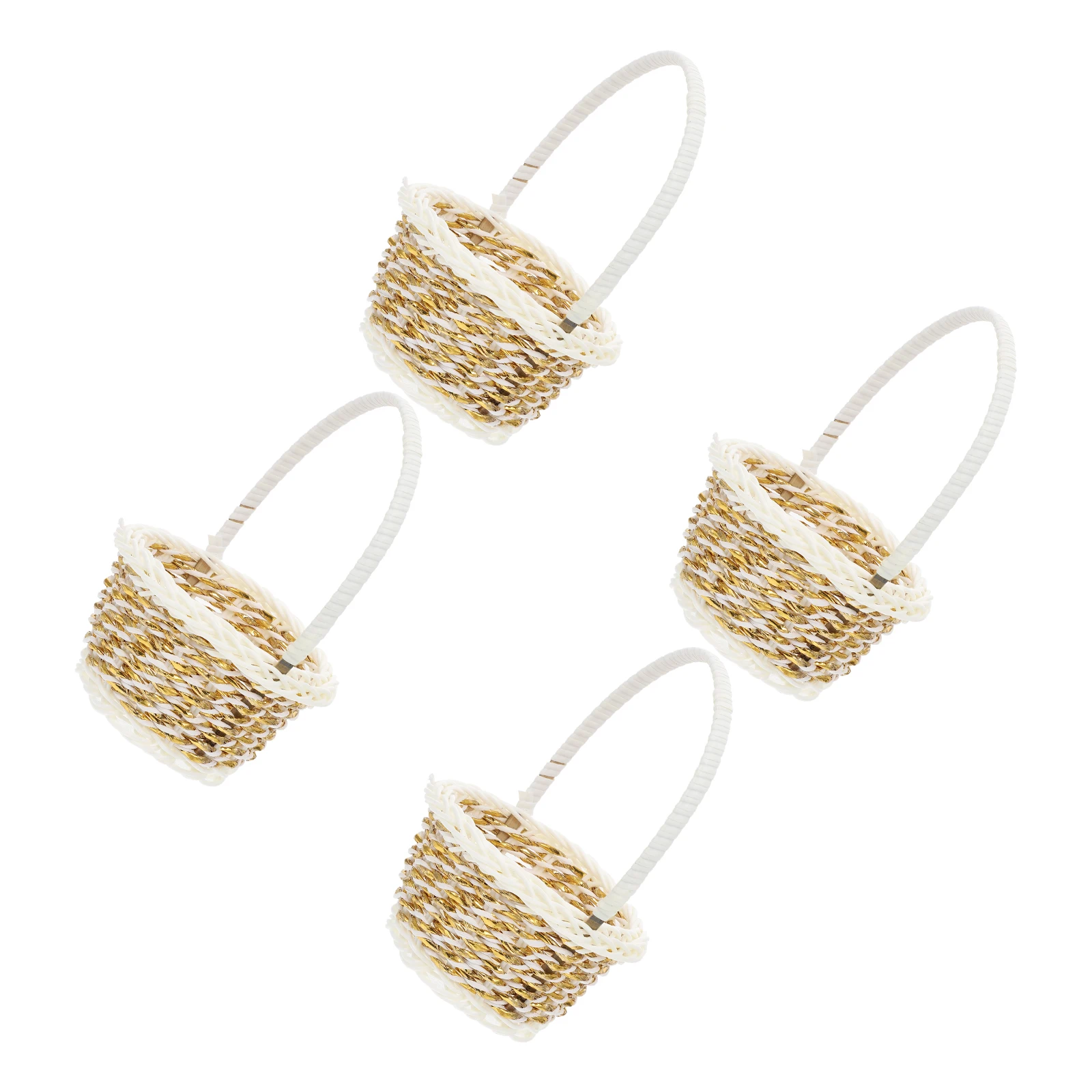 

4pcs Woven Baskets Handmade Storage Flower Container Plastic Decorative Modern Farmhouse Minimalist Household Natural