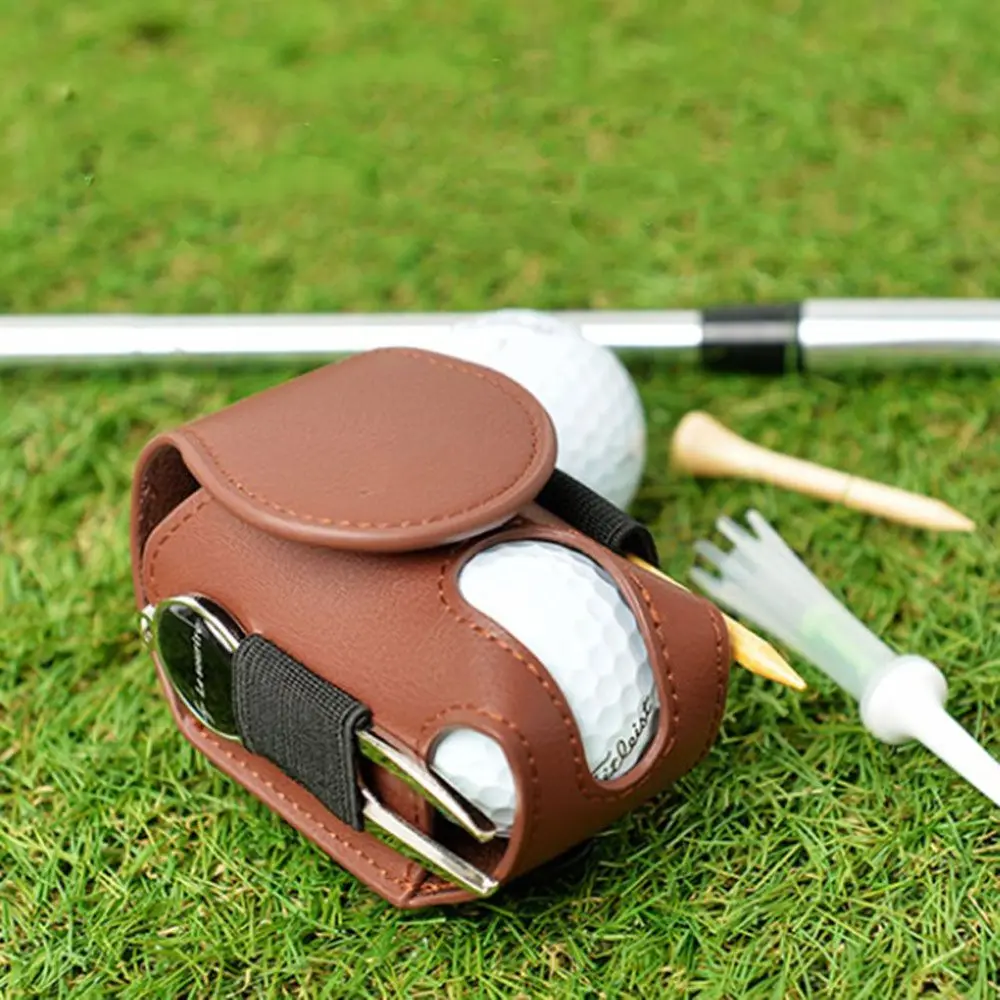 Professional PU Leather Portable Storage Golf TEE Case Golf Ball Bag Waist Holder