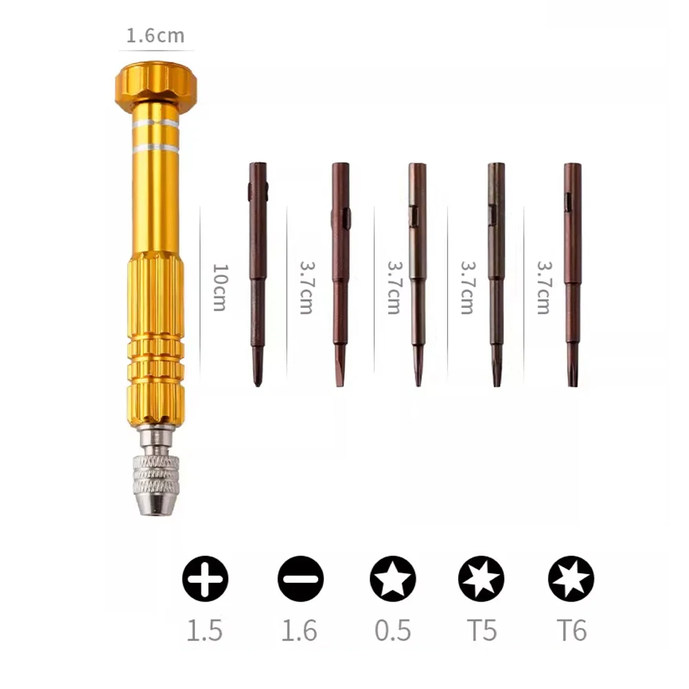 1-5Pcs 5 in1 Eyeglass Screwdriver Multi Functional Hand Tools Eyeglass Screwdriver Sunglass Watch Phone Repair Kit