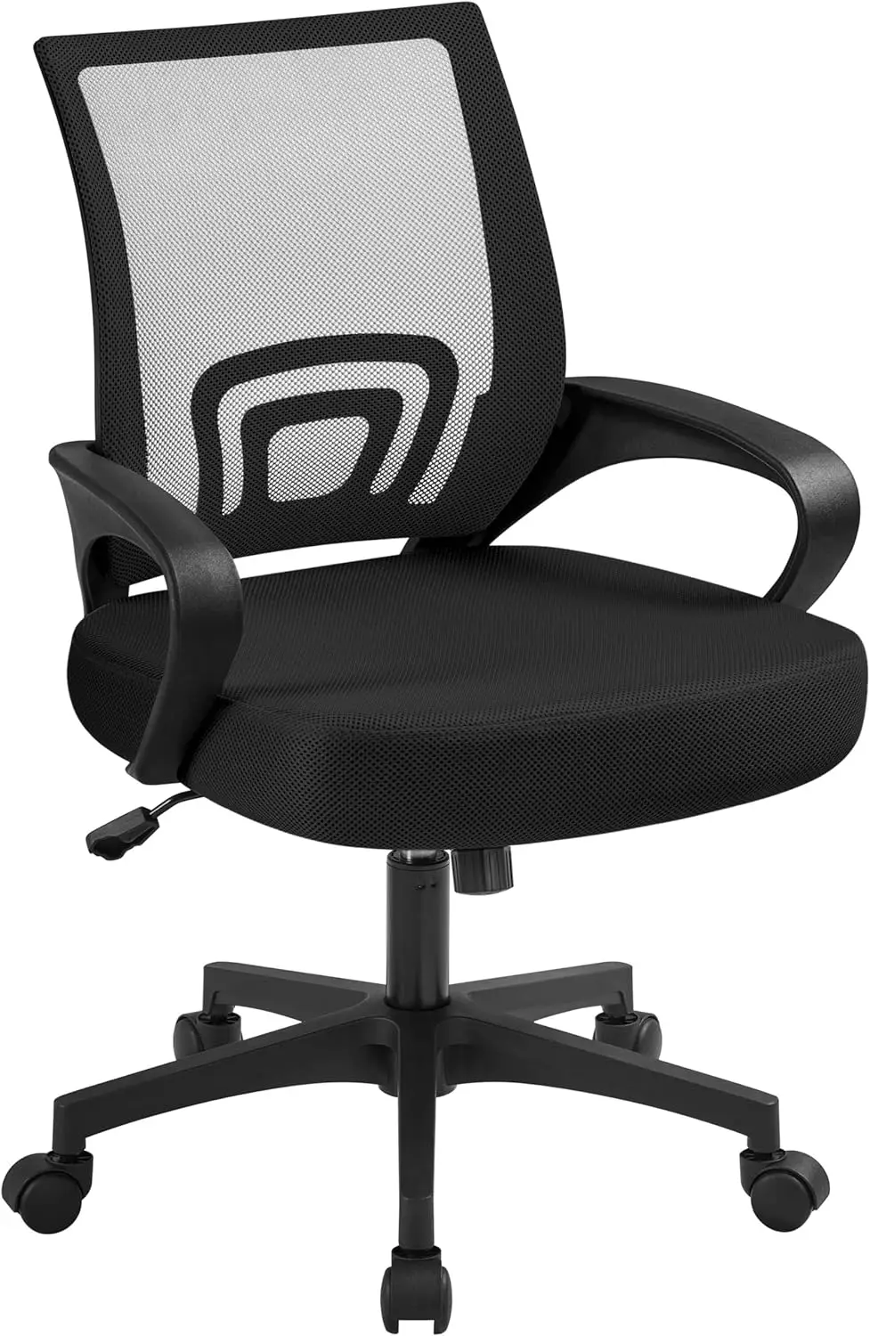 Office Chair Ergonomic Computer Chair Mid Back Adjustable Desk Chair with Lumbar Support Armrest, Black