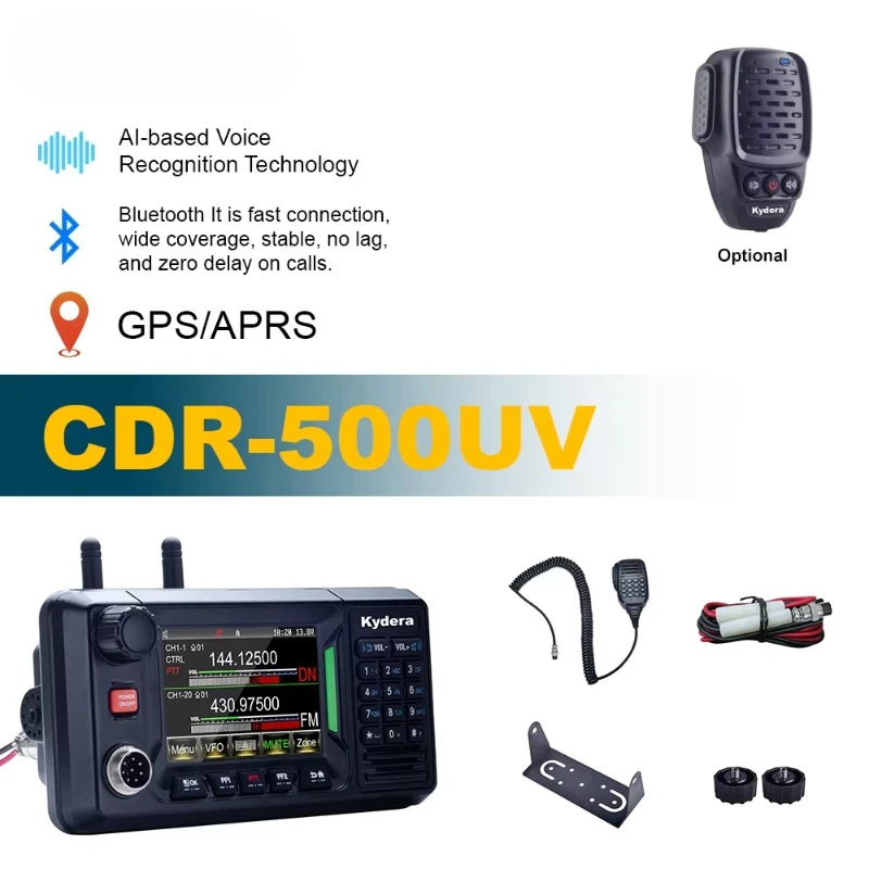 Touch Screen Metal Housing GMRS CDR-500UV MINI DMR Mobile Transceiver by Two Way Radio IP67 Waterproof Vehicle Radio