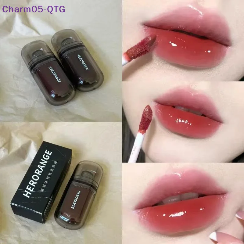 HERORANGE Black Mirror Lip Gloss Lasting Watery Lip Glaze Translucent Dark Brown Red Liquid Lipstick Women Beauty Lip Cosmetics