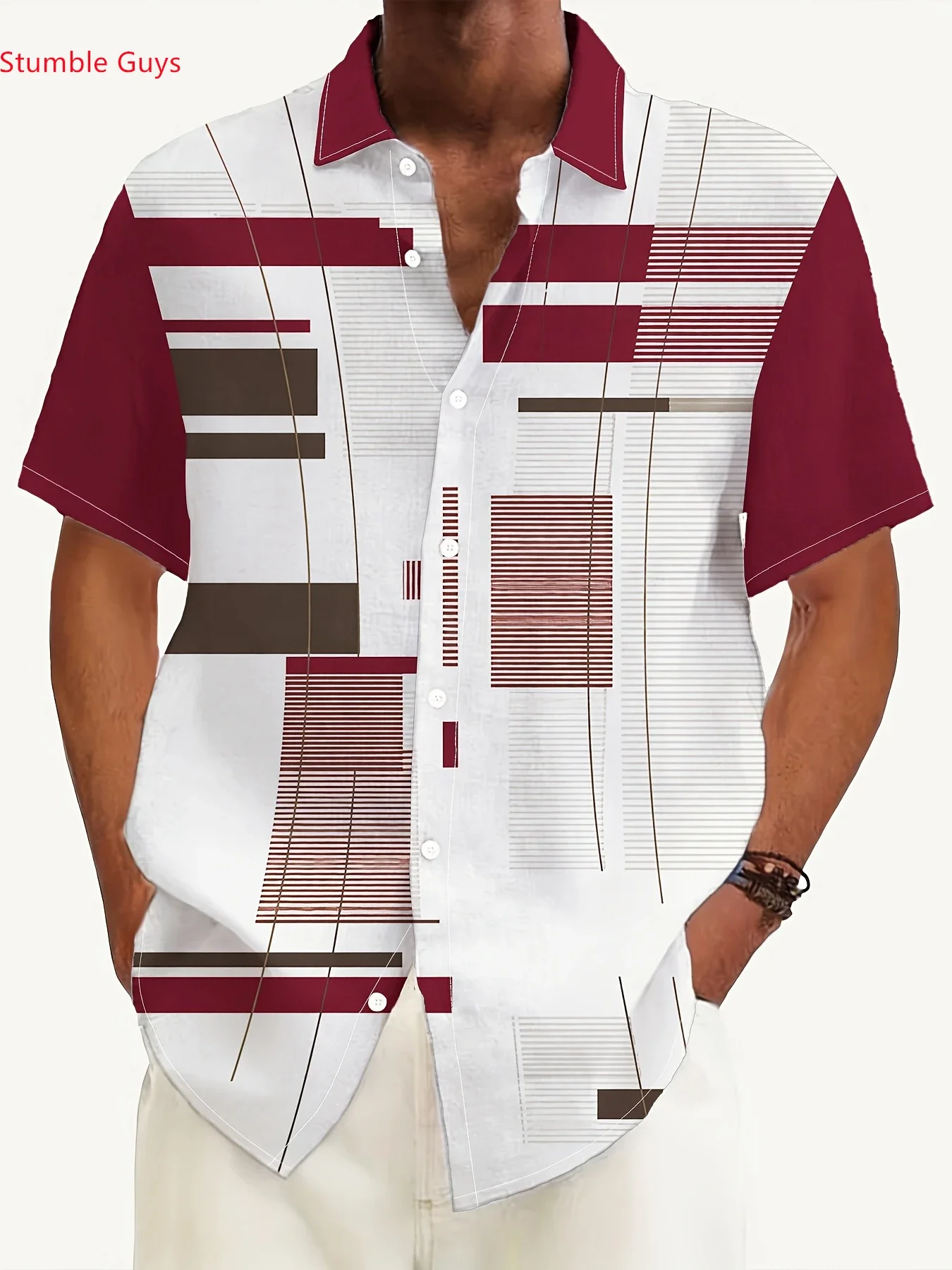 

Summer Stylish Men's Hawaiian Shirt Man Short Sleeve Bold Party Print Lightweight Breathable Urban Fashion Tops