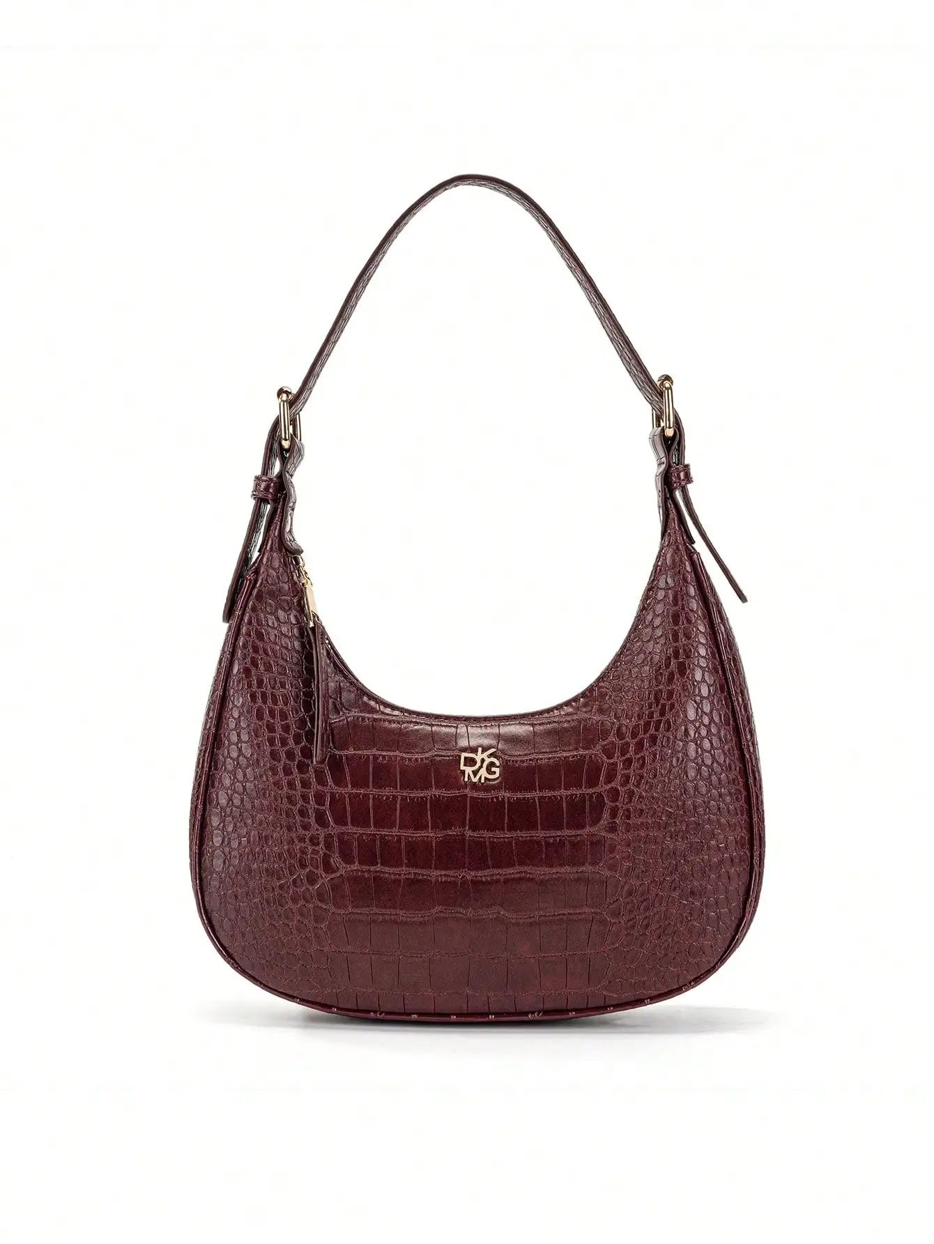 

Винно-красная женская сумка через плечо в форме полумесяца из искусственной кожи с текстурой под крокодила