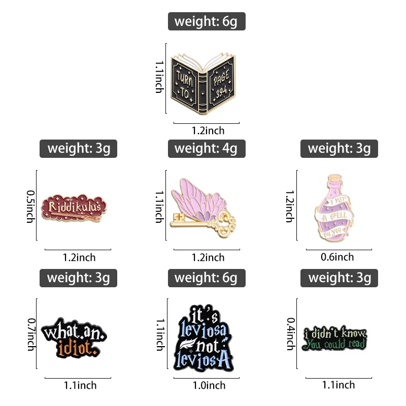 Romantic Magic Enamel Pin Magic book potion butterfly wings key beautiful brooch Bag Accessories Metal Badge Jewelry Wholesale