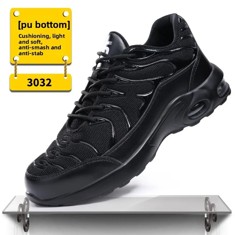 メンズスチールトゥセーフティワークシューズ-エアクッションソール、耐衝撃、耐穿刺、快適な保護靴