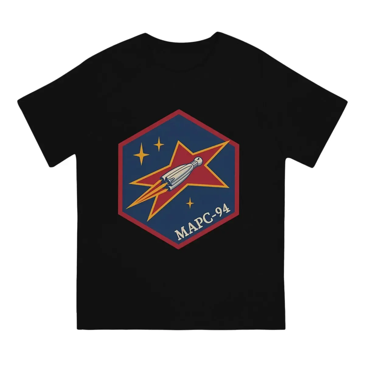 Mars-94 Patch FAM Men's T Shirt F-For All Mankind TV Awesome Tee Shirt Short Sleeve Round Collar T-Shirts Pure Cotton Gift