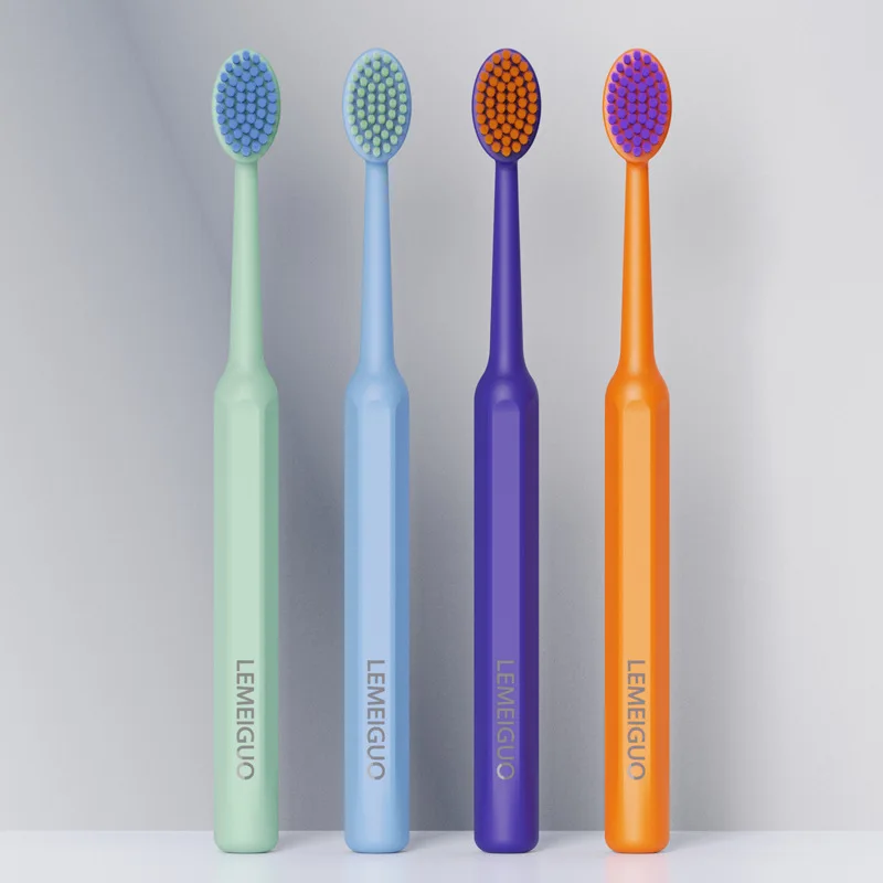 Big Wide Head Toothbrush with Soft Hair, Light Luxury Roman Column Anti Slip Handle Macaron Toothbrush