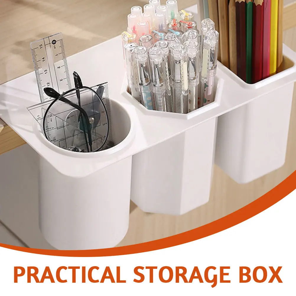 2Pcs Plastic Desktop Organizer with 3 Slotted Compartments Stationery Box Pencil Holder Organizer Desk Clutter Solution