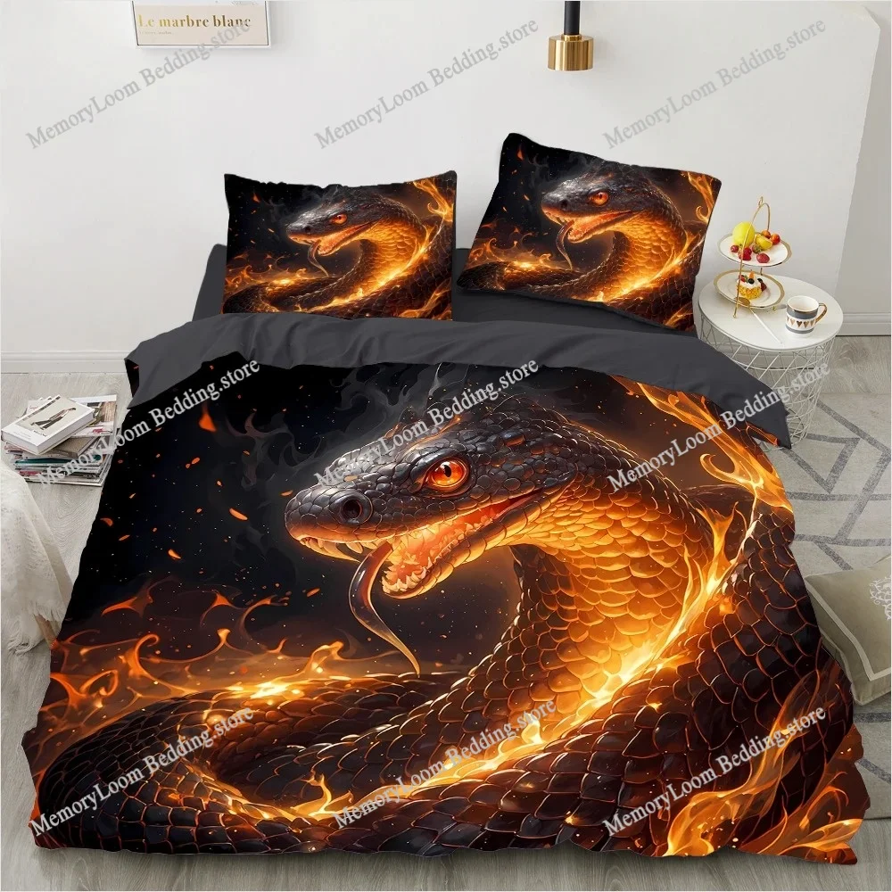 

Luxury 3D Snake Scale Bedding Set - 220x240cm QueenKing Microfiber Duvet Cover,Wrinkle Resistant Bed Linen for Adult Bedroom