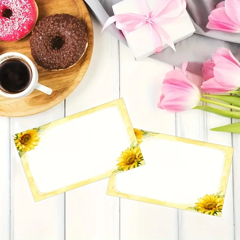 60pcs Sunflower Exquisite Flower Greetings Card, Used for Gratitude and Gratitude Stationery, Wedding, Expressing Gratitude